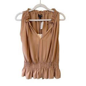 Theory 100% Silk Dezzie Pale Rose Sleeveless Blouse Size S Minimalist Luxury